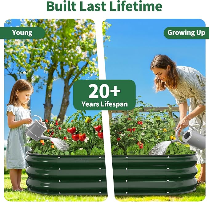 Kesfitt Raised Garden Bed, Oval Open-Bottom Design, 12-Inch Deep - Image 9