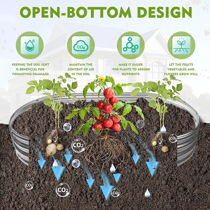 5X2.7X1 FT Oval Galvanized Metal Garden Raised Bed/Plant Box - Image 6