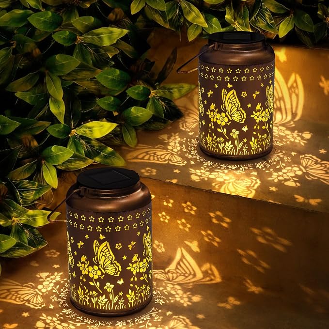 2 Packs Butterfly Solar Lanterns Outdoor Waterproof, Birthday Gifts by ChristmasDecorations