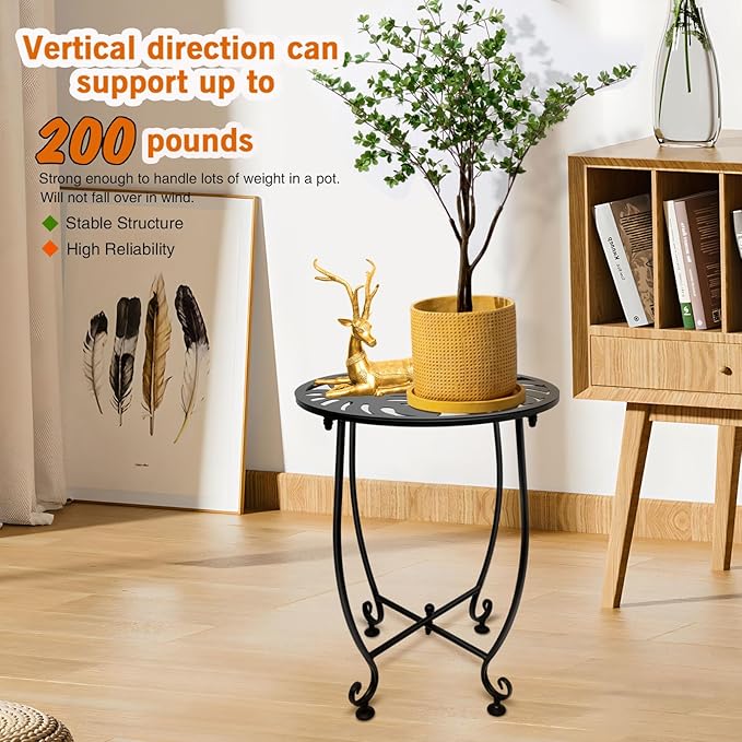 Outdoor Side Table for Small Spaces, Versatile 14 Inch Round Metal End Table - Image 4
