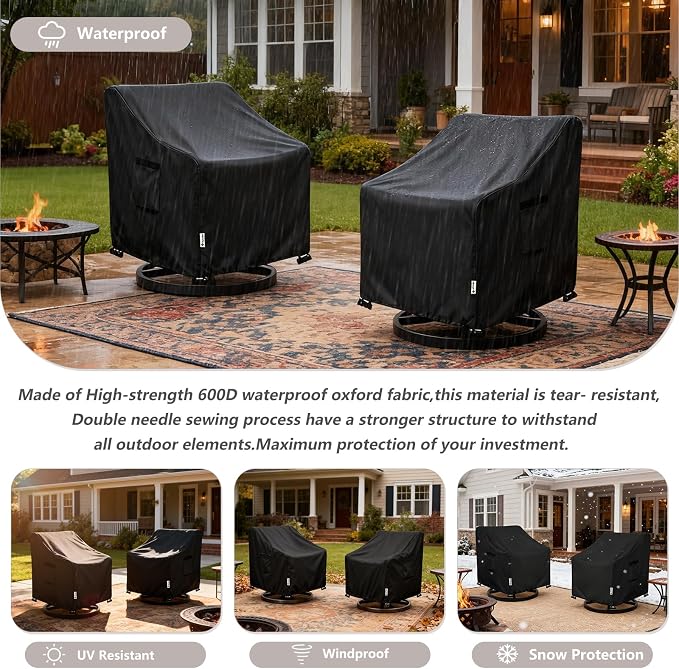 Patio Chair Covers Waterproof Patio Furniture Covers, 33W x 37D x 38 H Inches - Image 6