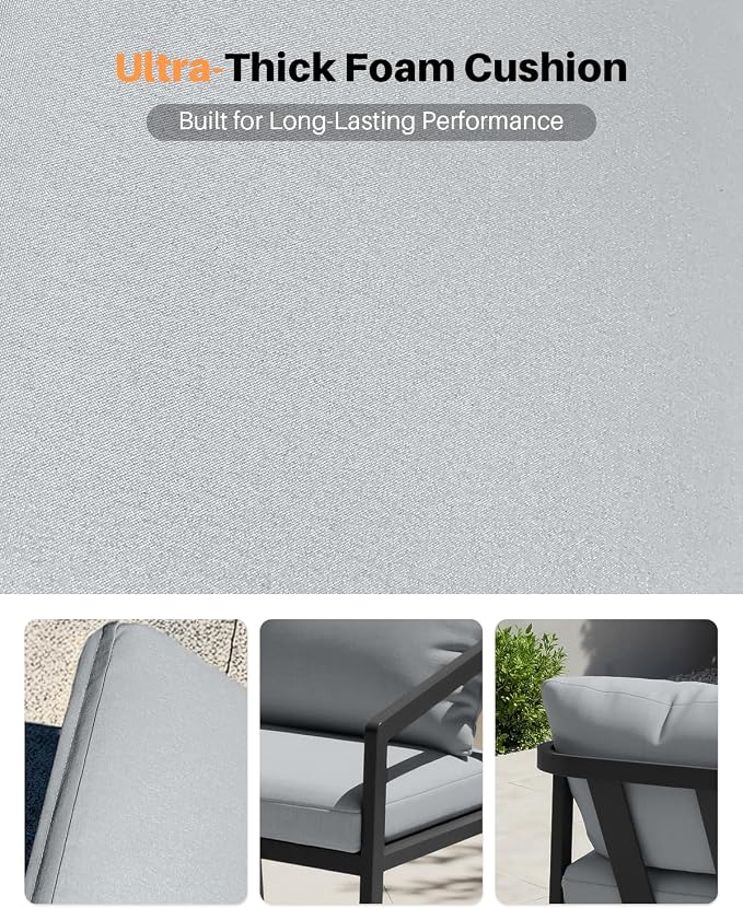 Outdoor Patio Loveseat, Never-Rust Aluminum Outdoor Loveseat Couch - Image 6