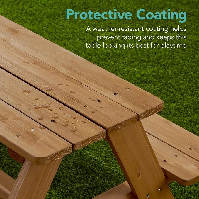 Best Choice Products Wooden Kids Picnic Table - Image 6
