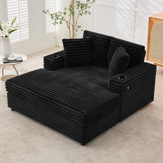 GarveeHome Oversized Chaise Lounge Chair Indoor, 56x60 in Comfortable Corduroy by GarveeHome