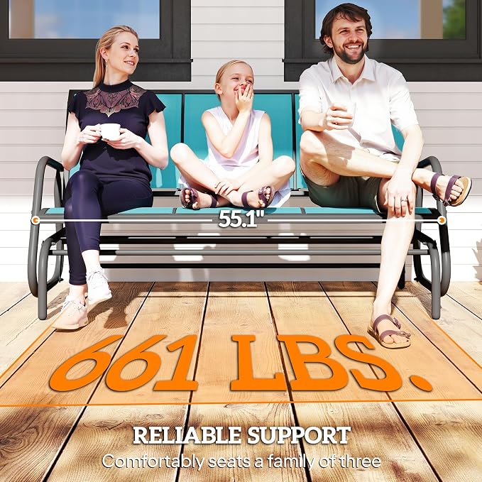 Outsunny 3-Person Patio Glider Bench, Outdoor Porch Glider Swing - Image 7