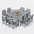 Outdoor HDPE Dining Table Set, 10-Piece Outdoor Dining Table Sets, Wood Grain by Unknown