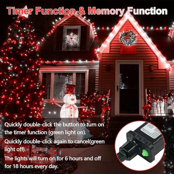 Upgraded Connectable 200 LED String Lights Indoor Outdoor, 66FT Red and White - Image 5