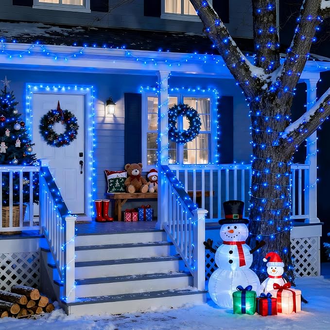 JMEXSUSS Blue Christmas String Lights Indoor Outdoor, 66ft 200 LED Blue String - Image 9