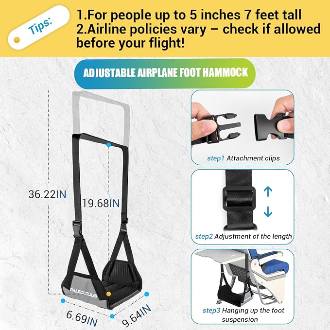 Foot Hammock for Plane Travel, No Collapse Thickened Bamboo Airplane Foot Rest - Image 2