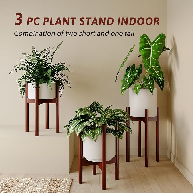 Adjustable Plant Stand Indoor, Bamboo Plant Holder 8 to 12 Inches, 3 Pack - Image 2