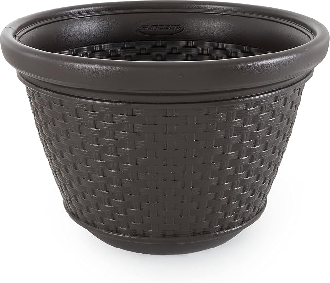Suncast 4 Pack Wicker Hose Pot, Decorative Resin Garden Hose Storage, 100ft - Image 5