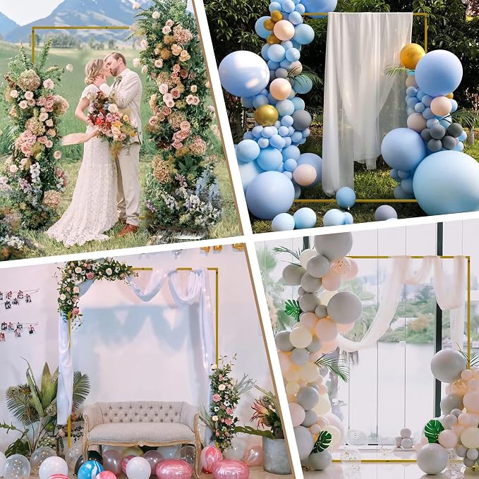 Wokceer Backdrop Stand Square Wedding Arch 6.6FT x 5.2FT Gold Metal Balloon - Image 5