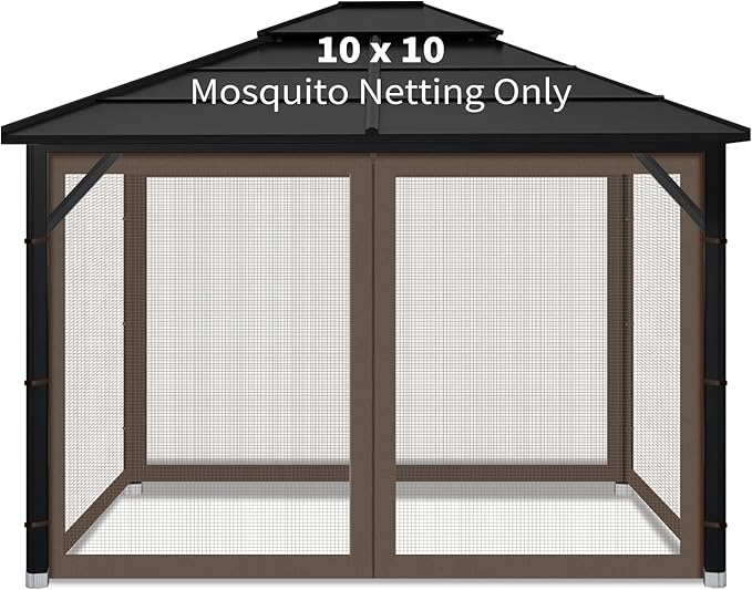 Gazebo Replacement Mosquito Netting Outdoor Universal Gazebo Canopy 4-Panels by Iheqard