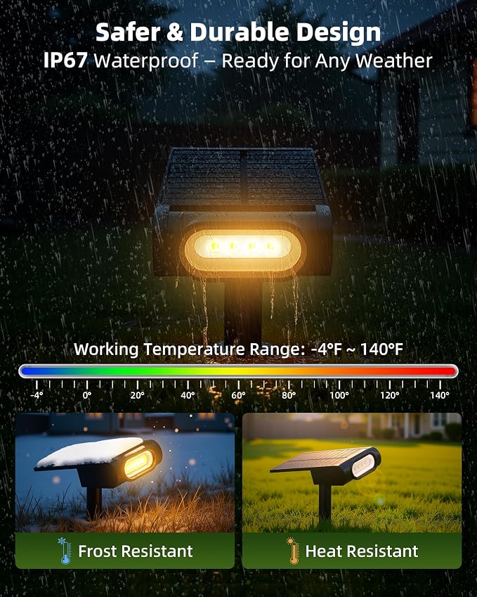 EZVALO Solar Spot Lights Outdoor IP67 Waterproof, Adjustable Solar Landscape - Image 6