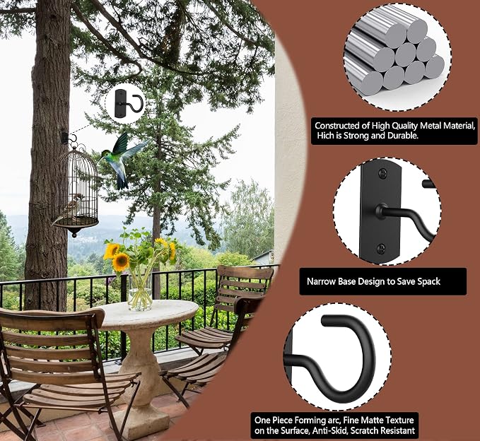 4Pack 2.5in Ceiling Hooks for Hanging Plants Black - Image 3