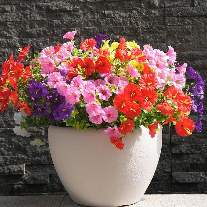 Artificial Flowers for Outdoors, UV Resistant Fake Silk Morning Glory, - Image 7
