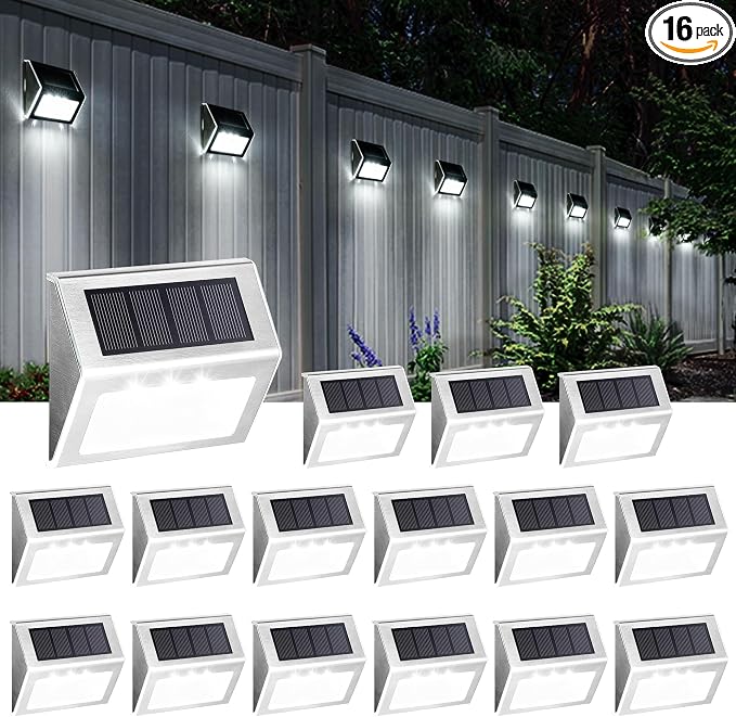 SOLPEX Solar Step Lights, 16 Pack Stair Lights, Outdoor Fence Lighting by Solpex