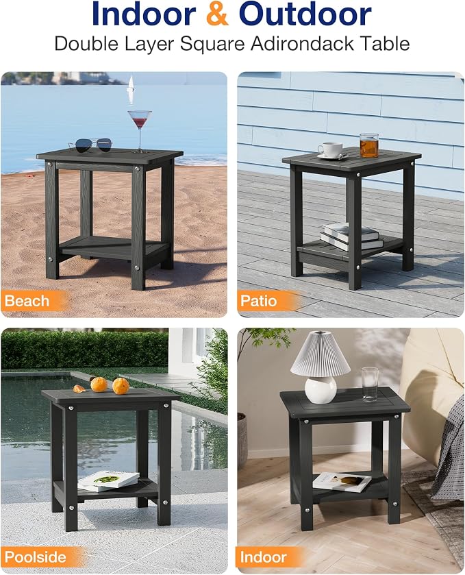 YEFU Outdoor Side Table for Patio: 16" HIPS Weather - Image 7