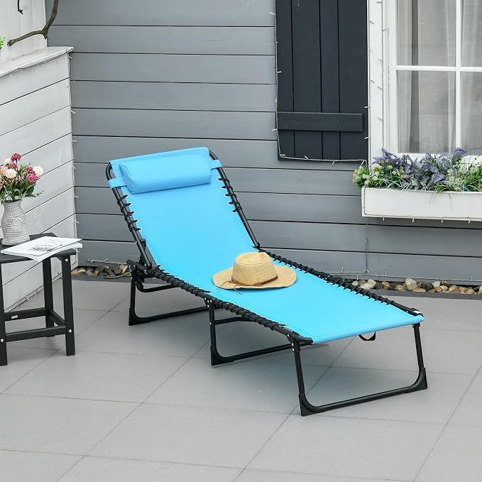 Outsunny Folding Chaise Lounge Chair, Patio Sun Tanning Chair, Outdoor Chaise - Image 8