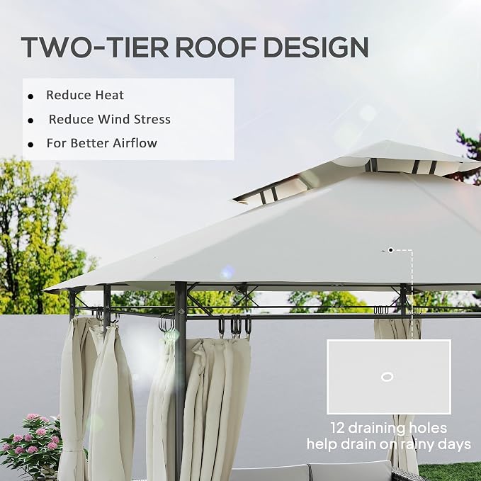 Outsunny 10' x 13' Patio Gazebo, Double Roof Outdoor Gazebo Canopy Shelter - Image 3