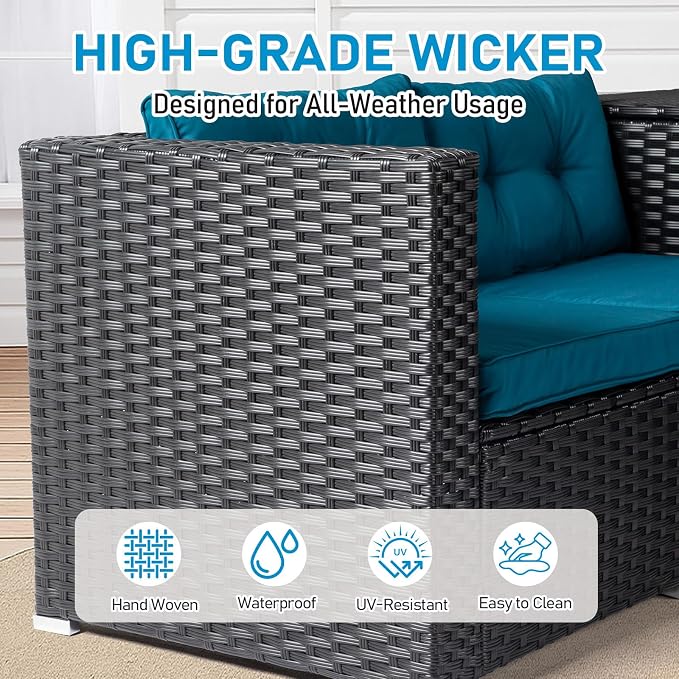 VINGLI 4 Pieces Outdoor Sectional Wicker Patio Furniture Set, Patio Sectional - Image 7