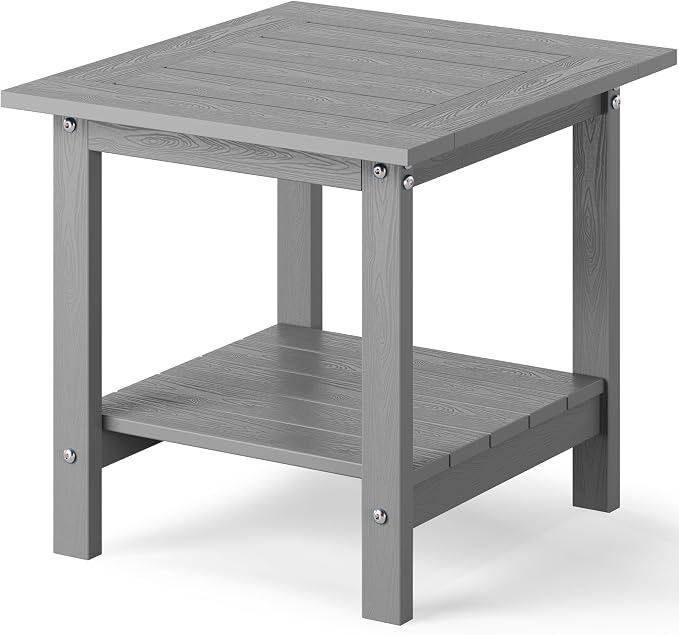YEFU Outdoor Side Table for Patio: 16x16 in HIPS Small Square Outdoor End Table by YEFU