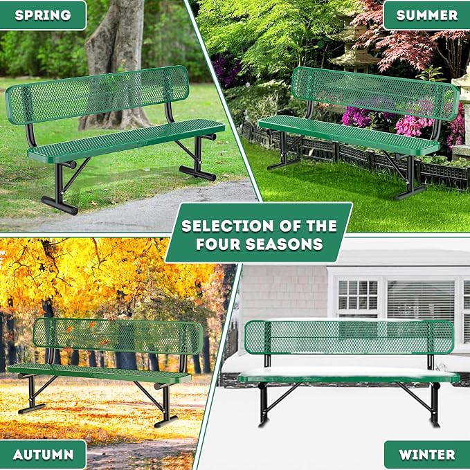 6FT/72INCH Heavy Duty Metal Park Bench - Image 7