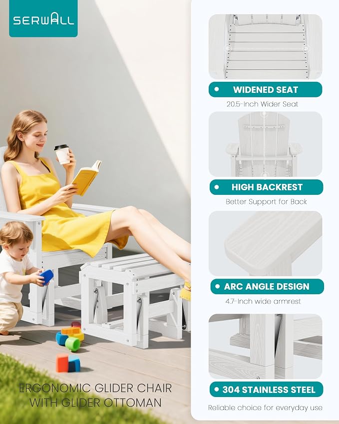SERWALL Outdoor Glider Chair Set of 4 - Image 5