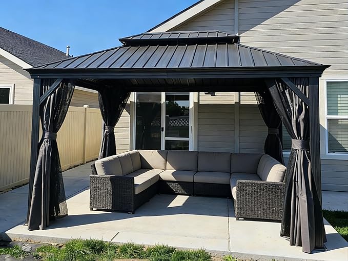 PURPLE LEAF 10' X 14' Permanent Hardtop Gazebo Aluminum Gazebo by PURPLELEAF