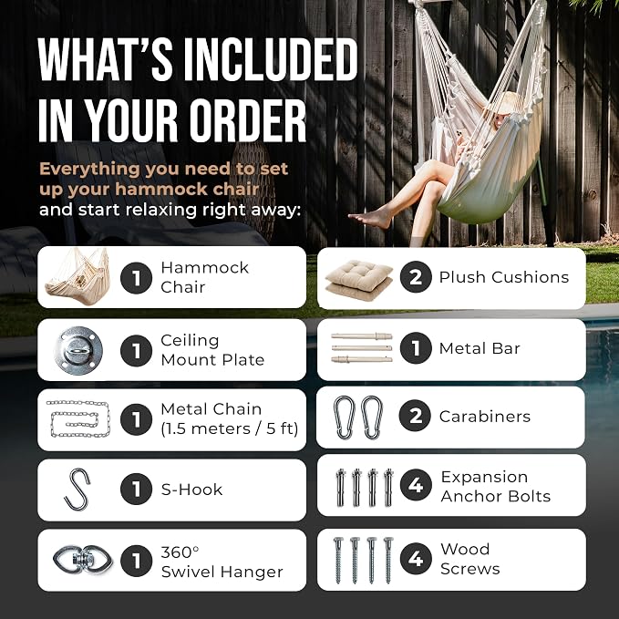 Hanging Hammock Chair Swing – Hanging Chair Outdoor & Indoor - Image 3