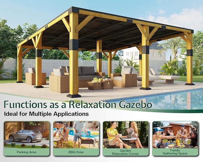 Jocisland 20x20x9.2 FT Cedar Wood Carport - Image 6