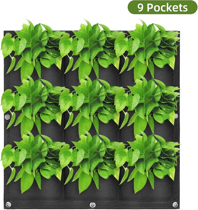 Hanging Planting Grow Bags, 9 Pockets Hanging Vertical Wall Planter Wall - Image 2