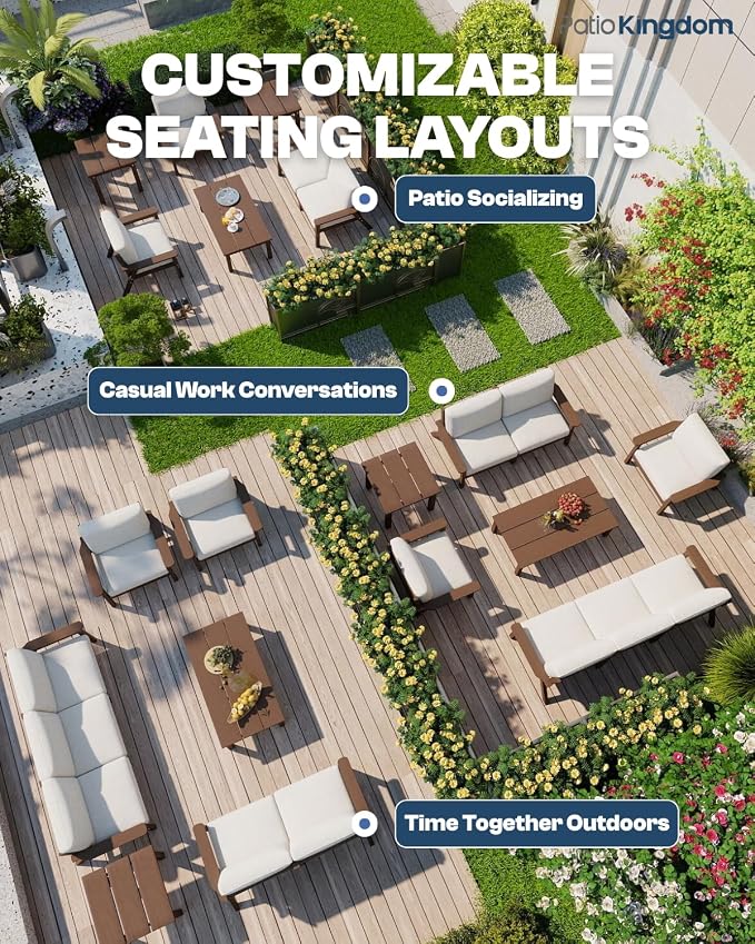Patio Furniture Set 8 Seats, HDPE Outdoor Sectional - Image 7