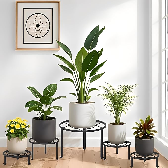 5 Pack Plant Stand Metal Flower Pot Stand Holders Indoor Tall Plant Rack Plant - Image 2
