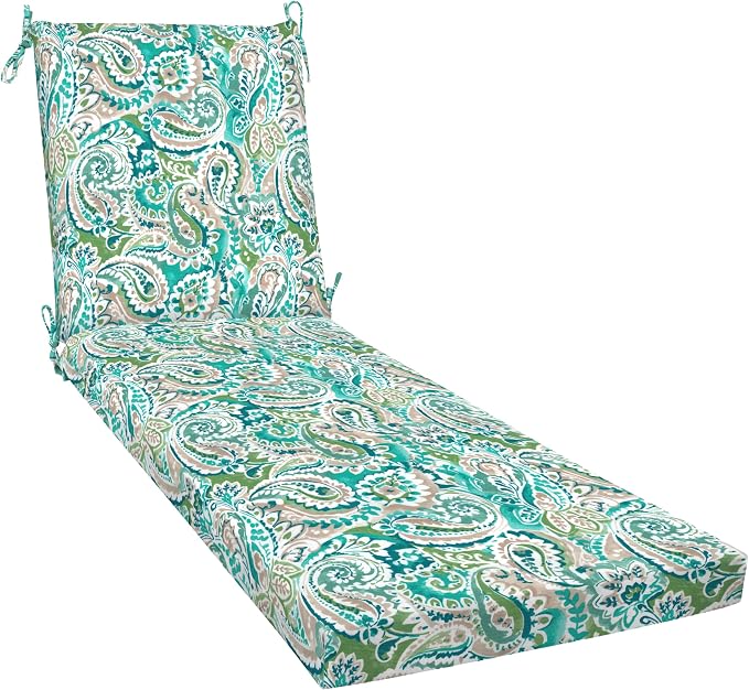 Honeycomb Outdoor Essentials Chaise Lounge, 21 x 70, Geneva Paisley Turquoise by Honeycomb