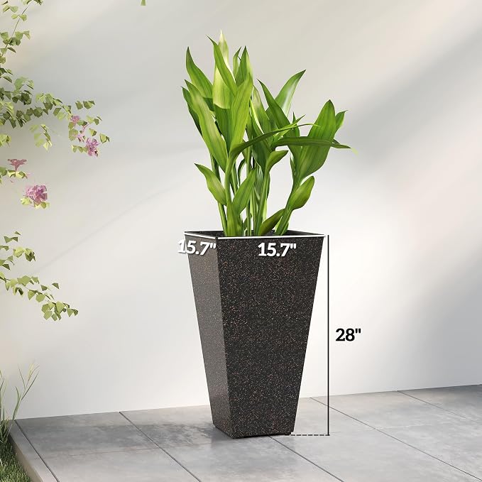 Outsunny 28 Inch Tall Planters for Outdoor Plants, Stackable Tapered Large - Image 3