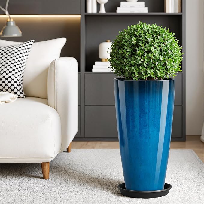QCQHDU 21 inch Tall Planters for Outdoor & Indoor Plants, Home Decor - Image 6