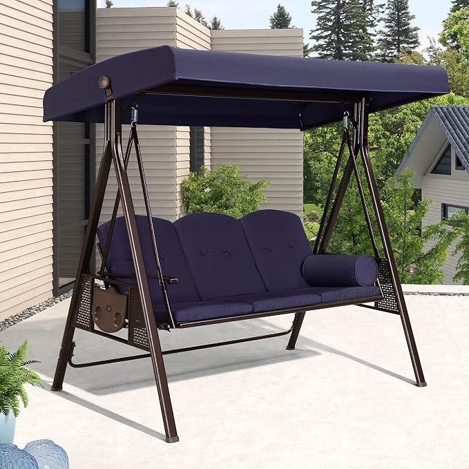 PURPLE LEAF 3-Seat Deluxe Outdoor Patio Porch Swing by PURPLELEAF
