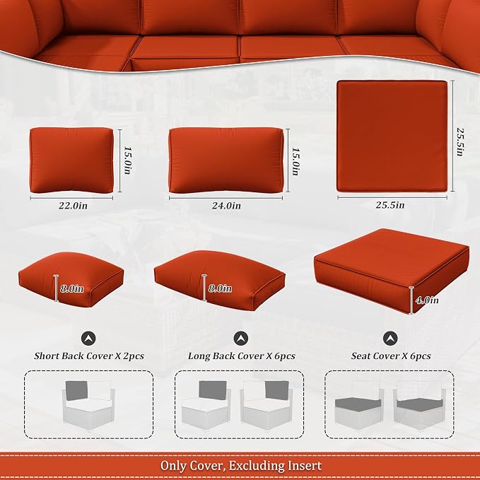 14 Pcs Outdoor Cushion Slipcovers Outdoor Patio Cushion Covers Replacement - Image 2