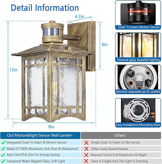 Bronze Outdoor Motion Sensor Lights - Image 4