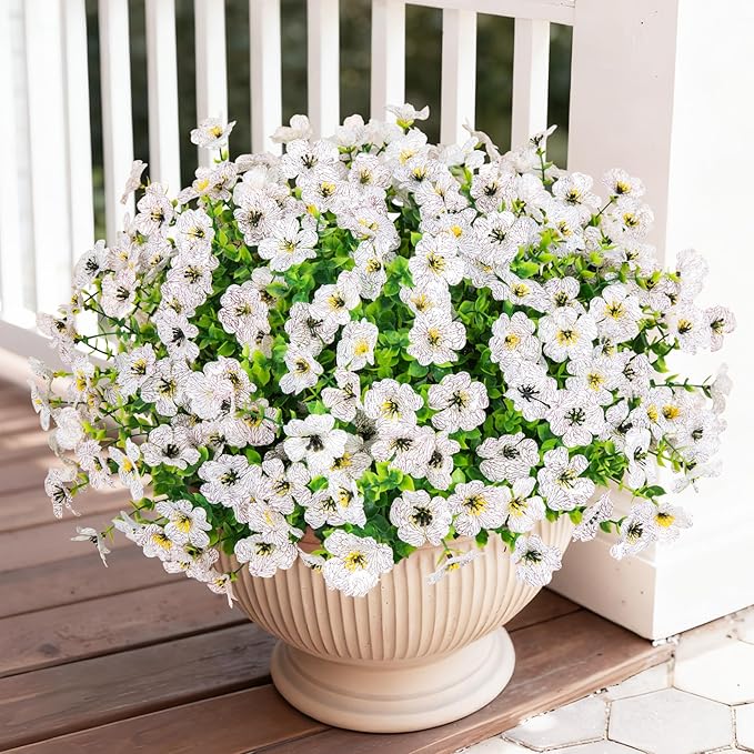 Bassion Artificial Flowers for Outdoors, 24 Bundles UV Resistant Fake Flowers - Image 2