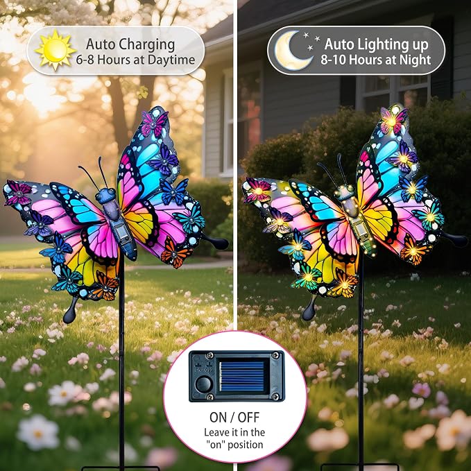 Hexagram Butterfly Garden Decor, Butterfly Solar Lights - Image 3