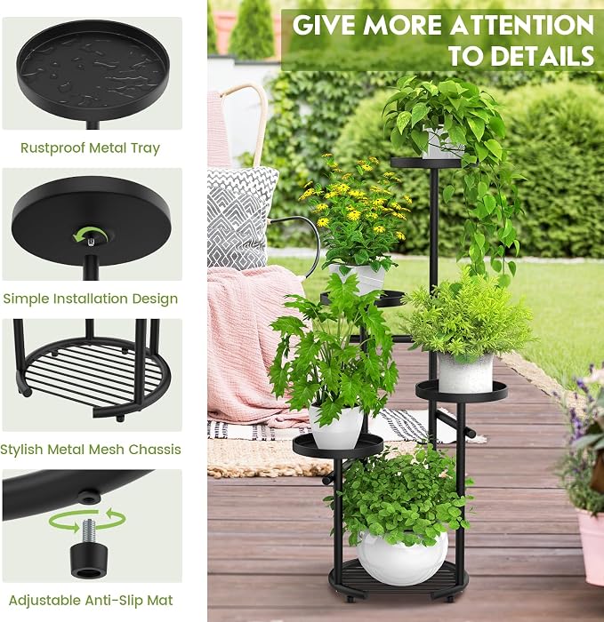 TOSKING 5 Tier Tall Plant Stand Indoor Outdoor, Heavy Duty Corner Plant Stand - Image 7