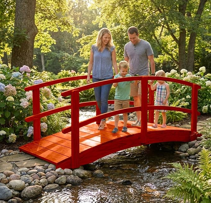 8 FT Cedar Amish Made Garden Bridge - Image 7