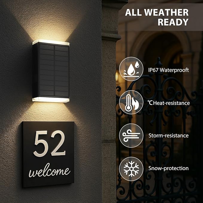 Solar Wall Light Outdoor, 3000/4000/6000K 3 Modes Dusk to Dawn Lighting Wall - Image 6