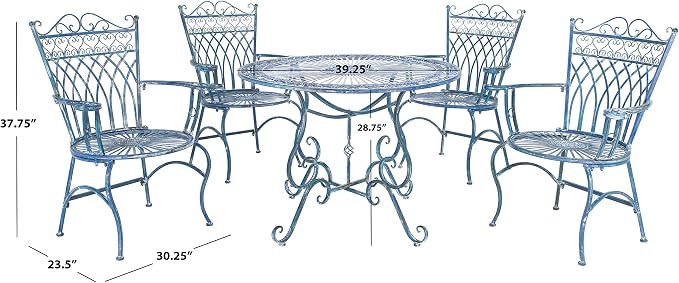 Safavieh PAT5003C Outdoor Collection Thessaly Victorian Antique Blue 5-Piece - Image 2