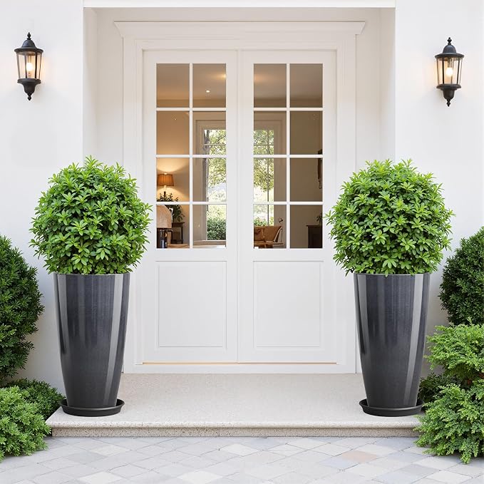 QCQHDU 21 inch Tall Planters for Outdoor & Indoor Plants, 2 Pack Sturdy - Image 2