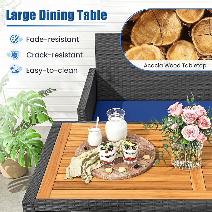 Tangkula 4 Pieces Patio Dining Set, Space Saving PE Rattan Loveseat - Image 5