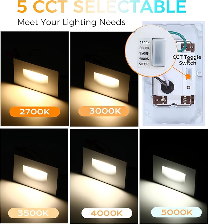 CLOUDY BAY 120V 5CCT Dimmable LED Indoor Outdoor Step Light, - Image 3