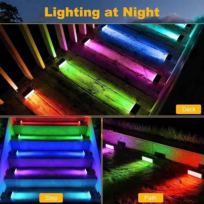 T-SUN Solar Step Lights for Outside 6 Pack Color Changing Solar Step Lights - Image 3